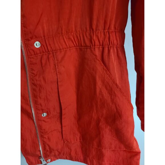 Karl Lagerfeld Red Windbreaker Lightweight Jacket Small Hidden Hoodie Zip - Picture 5 of 6